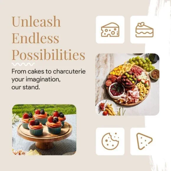 Wood Christmas Cake Stand with Dome Lid 12in Dessert Display for Holidays - Picture 3 of 7